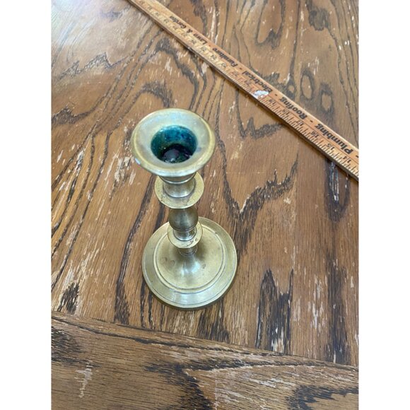 Vintage Brass Candlestick Holder 6" Tall Elegant Design Rustic Patina Home Decor - Picture 3 of 5
